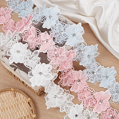 Двухслойные полиэстеровые цветочные кружевные ленты&nbsp;DIY-WH0656-60C