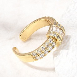 Anelli aperti con polsino in ottone micro pavé di zirconi cubici per donna&nbsp;RJEW-L343-04G-04