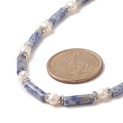 Collana da donna con diaspro blu naturale e perle e strass di cristallo&nbsp;NJEW-JN04209-01