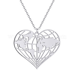 Женское ожерелье с подвеской в виде сердца и карты из нержавеющей стали 201&nbsp;FS-WGB4230-02