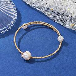 Classificare un bracciale rigido con perline di perle naturali&nbsp;BJEW-JB09593