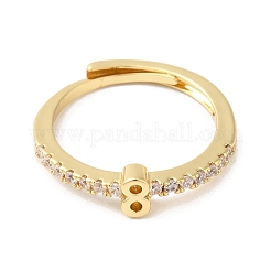 Anillos ajustables número 8 de circonita cúbica transparente de latón chapado en estante para mujer&nbsp;RJEW-S407-09G-08