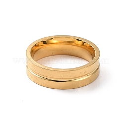 201 Edelstahl-Fingerring mit Rillenlinie für Damen&nbsp;RJEW-I089-30G