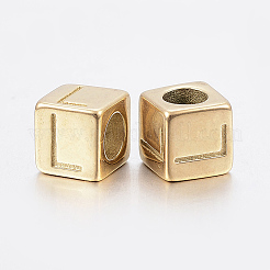 304 Edelstahl Großloch Buchstaben Europäische Perlen&nbsp;LS-STAS-H428-01G-L