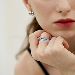 14 шт. 7 стиля из нержавеющей стали с рифлеными кольцами для пальцев&nbsp;STAS-SC0010-65P