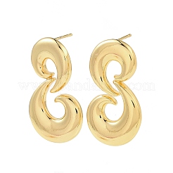 Серьги-гвоздики из латуни в форме двойной луны&nbsp;EJEW-F389-18G