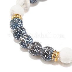 Braccialetto elasticizzato con perline rotonde in agata stagionata naturale (tinta) e howlite&nbsp;BJEW-JB08087-03