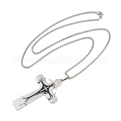 Religion 201 Edelstahl-Kreuzanhänger mit schwarzer Emaille&nbsp;SA-H003-07P