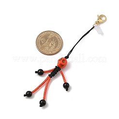 Anhänger-Dekorationen mit Skelett-Glassamen und natürlichem schwarzen Onyx und synthetischen türkisfarbenen Perlen im Halloween-Stil&nbsp;HJEW-MZ00284-05