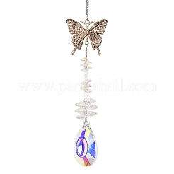 Decorazioni pendenti in filo d'acciaio con strass in cristallo e lega&nbsp;HJEW-R050-01RGP