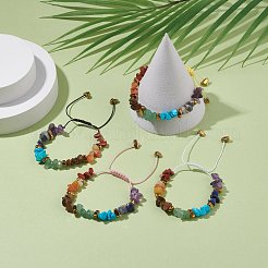 Bracelet de perles tressées avec des éclats de pierres précieuses mélangées naturelles et synthétiques&nbsp;BJEW-JB08079