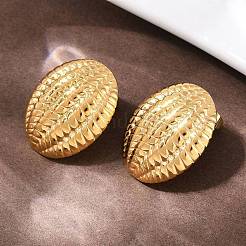 Овальные текстурированные серьги-гвоздики из нержавеющей стали 304&nbsp;EJEW-I320-21G-04