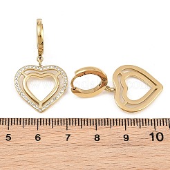 Boucles d'oreilles créoles pendantes en acier inoxydable 304 serties de micro-pavés de zirconiums cubiques&nbsp;SA-CBA48C7-03G
