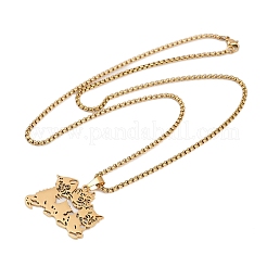 201 полое ожерелье с милым котом из нержавеющей стали для женщин&nbsp;LS-NJEW-K283-38G