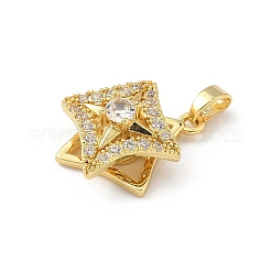 Pendentifs rotatifs en laiton micro pavé de zircone cubique transparente&nbsp;KK-F905-23G-03