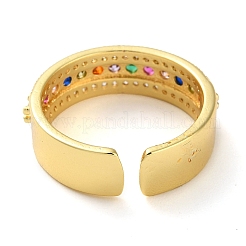 Стойка покрытие латунь микро паве кубический цирконий открытые манжеты кольца&nbsp;RJEW-K266-04C-G