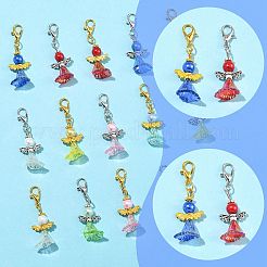 8 шт. подвеска в виде ангела из акрила и стеклянного жемчуга&nbsp;HJEW-FS00070