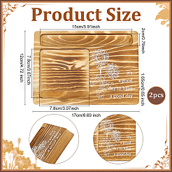 2 Stück Holz-Displaytabletts mit Blumendruck für Haftnotizen&nbsp;ODIS-PH0009-18