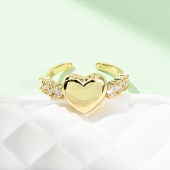 Регулируемые латунные кольца-манжеты с микропаве из кубического циркония для женщин&nbsp;RJEW-B139-02G