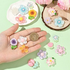 11 шт. 11 вида кабошонов из непрозрачной и прозрачной смолы в виде цветов&nbsp;RESI-YW0005-41