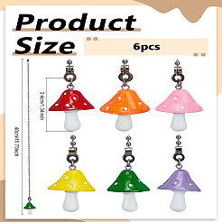 6 pz 6 colori funghi in resina ciondoli estensori per catena di trazione per ventilatore da soffitto&nbsp;HJEW-LP00016