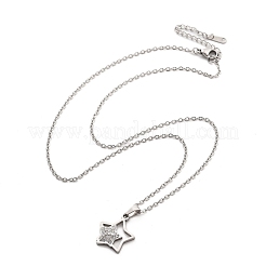 Collane a catena con ciondolo a doppia stella in cristallo e strass in acciaio inossidabile 304&nbsp;NJEW-Z056-02B-P