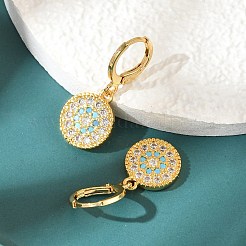 Orecchini a cerchio in ottone con zirconi cubici chiari micro pavè&nbsp;EJEW-B121-03G