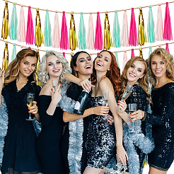 Гирлянда из кисточек из папиросной бумаги&nbsp;AJEW-WH20006-110A