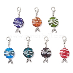 Плоский круглый подвесной светильник ручной работы&nbsp;HJEW-JM03811