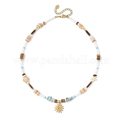 Collana da donna con ciondolo a forma di sole in acciaio inossidabile 304&nbsp;NJEW-JN06660