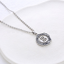 Collares con colgante de flor negra esmaltada de acero inoxidable 304 estilo vintage para mujer&nbsp;MU3860