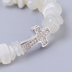 Natürliche weiße Mondsteinperlen dehnen Armbänder aus&nbsp;BJEW-JB03926-10