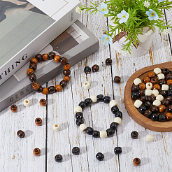 200шт 4 цвета натуральные деревянные бусины&nbsp;WOOD-SC0001-74