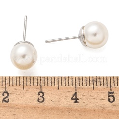 Ohrstecker aus ABS-Kunstperlen in Messing&nbsp;EJEW-B132-01B-P