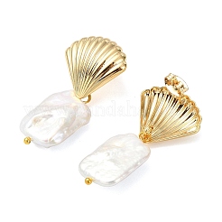 Ohrstecker aus Edelstahl 304 und natürlicher Barockperle (Keshi-Perle)&nbsp;EJEW-JE07106-02