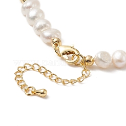 Collier pendentif vierge marie en laiton avec chaînes de perles naturelles pour femmes&nbsp;NJEW-JN04144-01