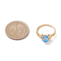 8 шт. прозрачные гальванические стеклянные кольца для женщин&nbsp;RJEW-JR00921-01