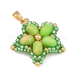 Подвески из стеклянного бисера ручной работы и синтетических окрашенных бусин императорской яшмы&nbsp;PALLOY-MZ00751-04