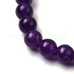 Braccialetti elastici con perline di quarzo sintetico tinto e imitazione ametista&nbsp;PW-WG7FE75-02-1