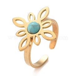Los anillos de dedo de color turquesa sintética&nbsp;RJEW-I110-02G-02