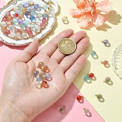 60шт 6 цвета двухцветные прозрачные стеклянные подвески&nbsp;GLAA-YW0004-45