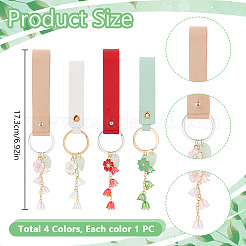 4шт 4 цвета PU кожа и акриловый цветок брелок&nbsp;KEYC-DR00006