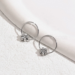 Классические латунные серьги-кольца с цветком&nbsp;MM0434