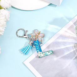 1шт брелок с буквами из смолы и акриловой бабочкой с кисточкой&nbsp;KEYC-GF0001-19A