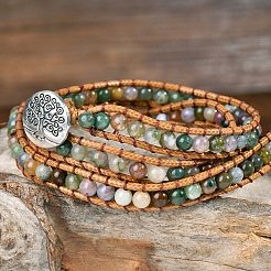 Natürliche indische Achat Perlen Wickelarmbänder&nbsp;WG093E5-01