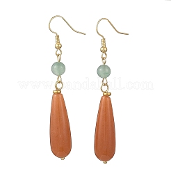 Orecchini pendenti in avventurina naturale rosso/verde&nbsp;EJEW-JE07257-01