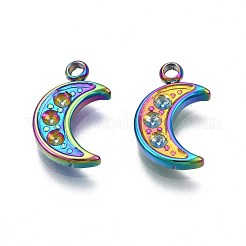 Подвески из нержавеющей стали 304 радужного цвета со стразами&nbsp;STAS-S119-079