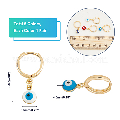 5 пара двухцветных эмалевых сережек-колец с подвесками от сглаза&nbsp;EJEW-AR0001-04