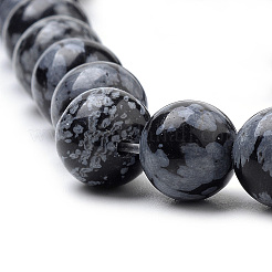 Chapelets de perles de flocon de neige en obsidienne naturelle&nbsp;X-G-S259-20-6mm