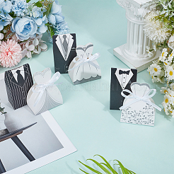 120 stücke 6 arten hochzeit kleid anzug geformt papier süßigkeiten verpackung boxen mit band&nbsp;CON-WR0001-16